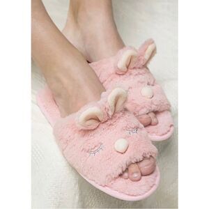 Soft Pink Bunny Slippers